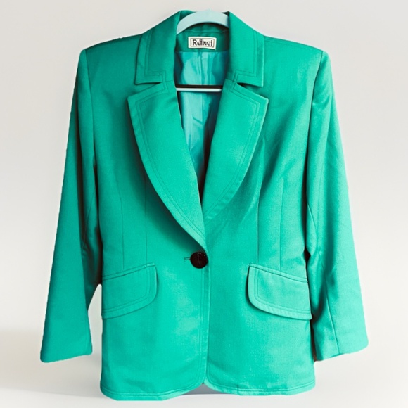 Raffinati Vintage Y2K Bright Green Lined Blazer 💯 Wool Made in Canada Size 8 - Picture 1 of 13
